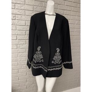 Maxie Klein Women Collection’s Embellished / Embroidered Black Blazer Size 18W